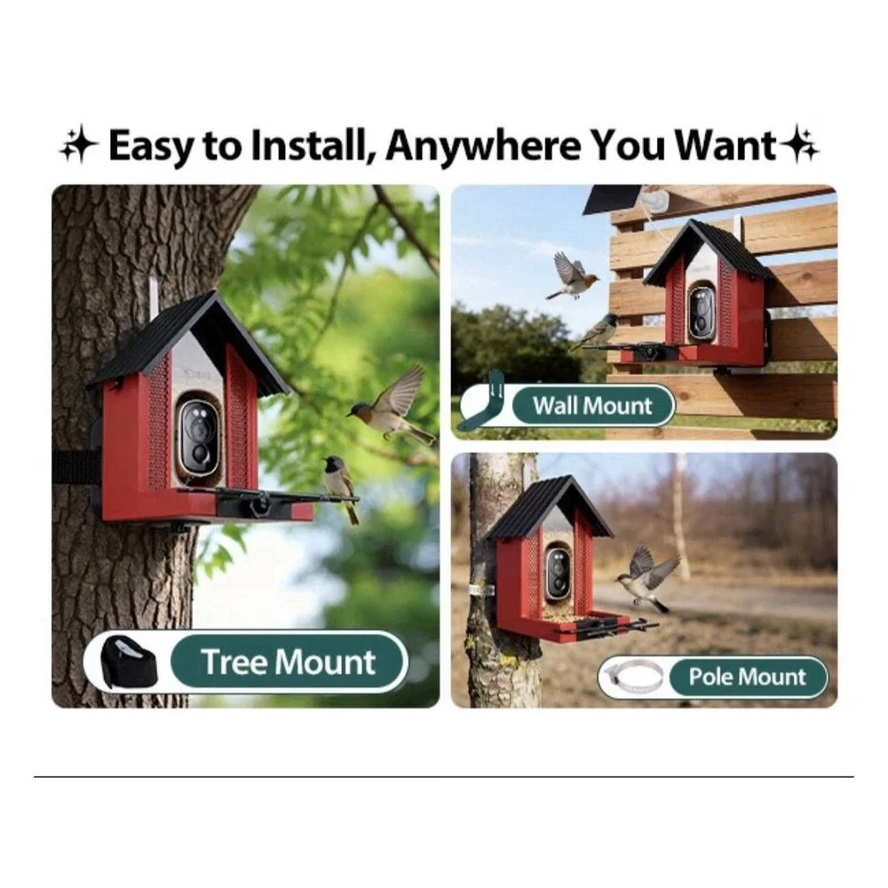 NEW BOLITE Smart AI Identify Bird Feeder w Camera 2.5K Solar Powered App Control
